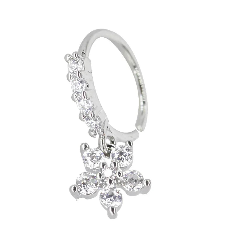 20G Gem Dangle Nose Rings for Women heart dangle Nose Piering Jewelry body jewelry