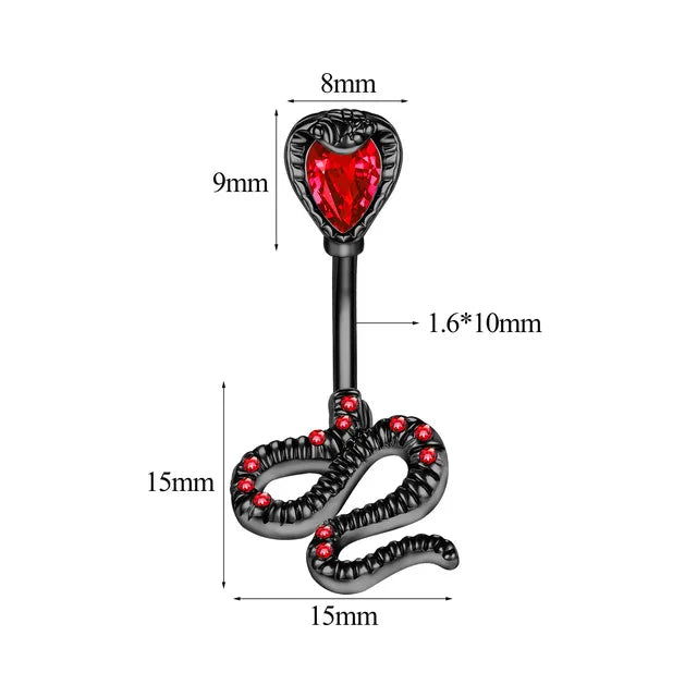 New stainless steel bat belly button ring, personalized snake shaped belly button buckle, fashionable skull piercing accessory