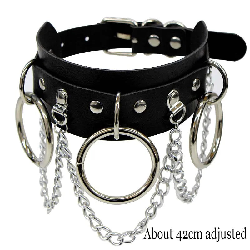 New Sexy Harajuku PU Leather Chain Heart Pendant Necklaces Women Men Punk Neck Gothic Black Pink Choker Necklace Cool Collar