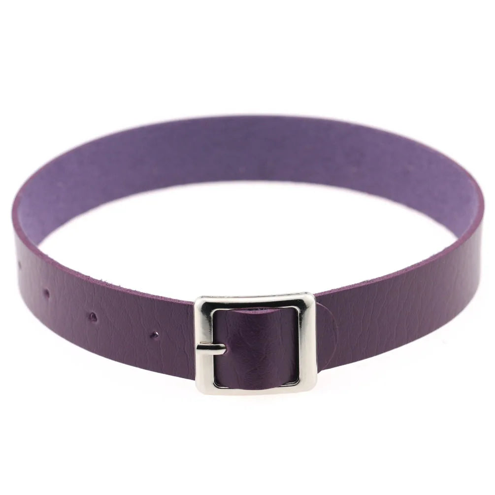 DIEZI Vintage Purple PU Leather Choker Necklace For Women Men Gift  Punk Gothic Statement Collar Pendant Necklace New Jewelry