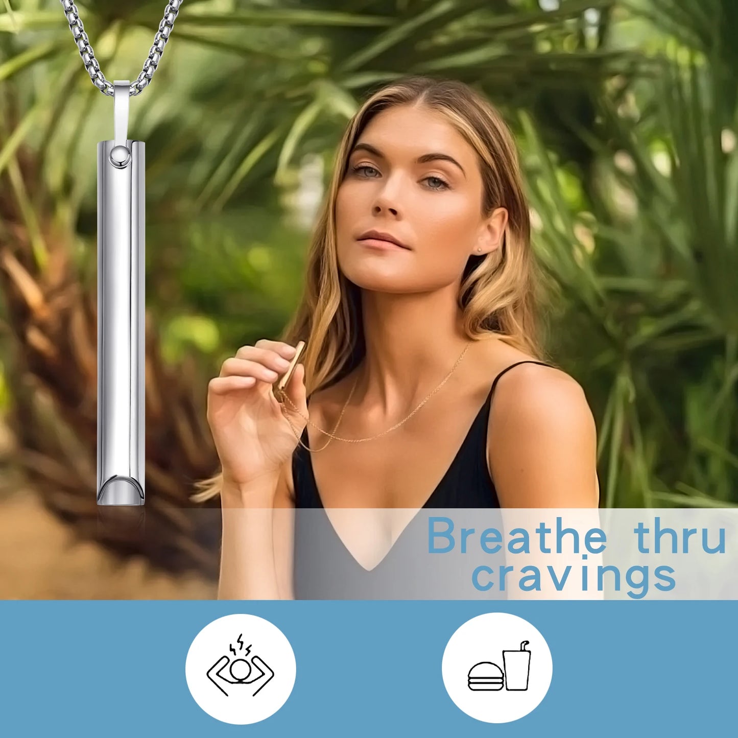 Stainless steel Mindful Breathing Necklace, Anxiety Relief ItemsThe Necklace for Anxiety, Stress, Panic Meditation Tools