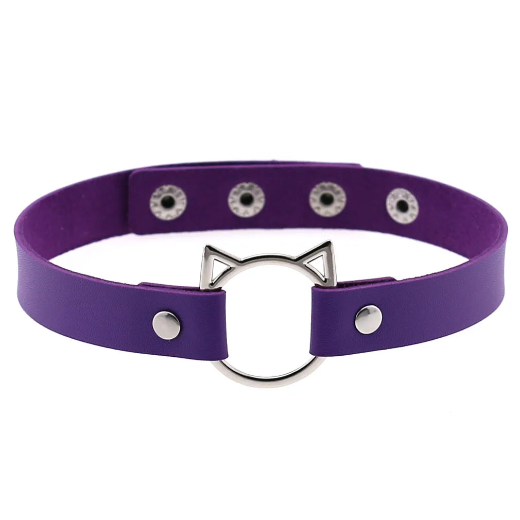 DIEZI Vintage Purple PU Leather Choker Necklace For Women Men Gift  Punk Gothic Statement Collar Pendant Necklace New Jewelry