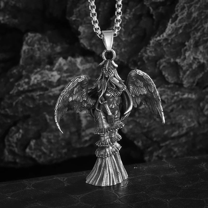 Fashion silver color guardian angel pendant necklace men and women personality angel wings prayer pendant necklace couple gift