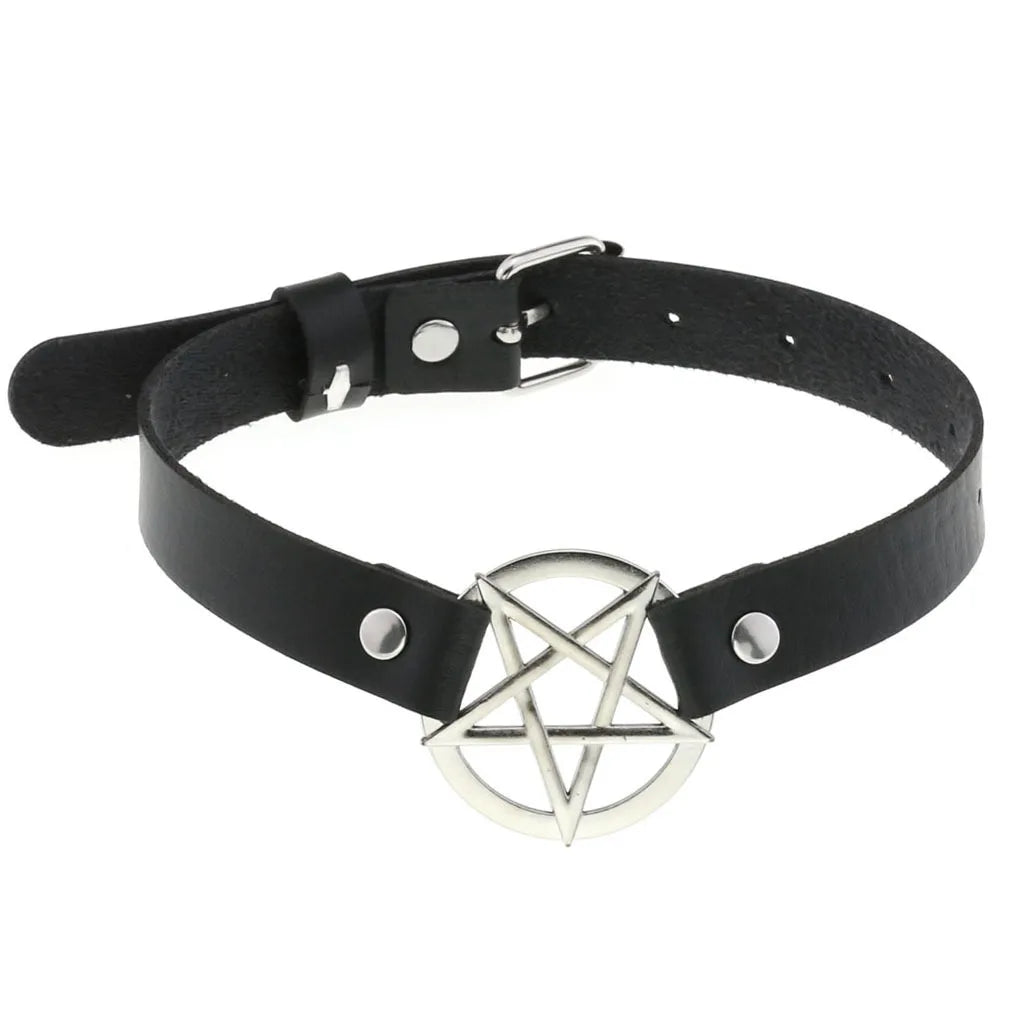 Leather Spiked Choker Punk Collar Women Men Rivets Studded Chocker Chunky Necklace Goth Jewelry Metal Gothic Emo Accessories