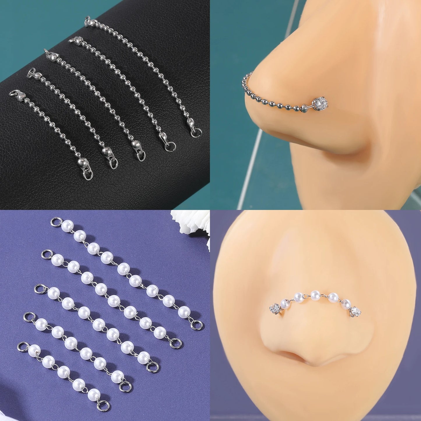 AOEDEJ 1PC Gold Color Nose Chain Jewelry Stainless Steel Industrial Piercing Chain Nostril Chain Women Body Piercing Jewelry