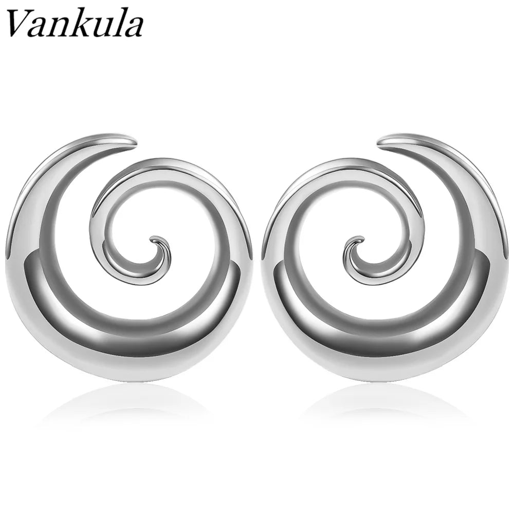 Vankula 2PCS New Round Spiral Saddle Plugs Hangers for Stretched Lobe Ear Tunnels Gauges Plugs Piercing Body Jewelry