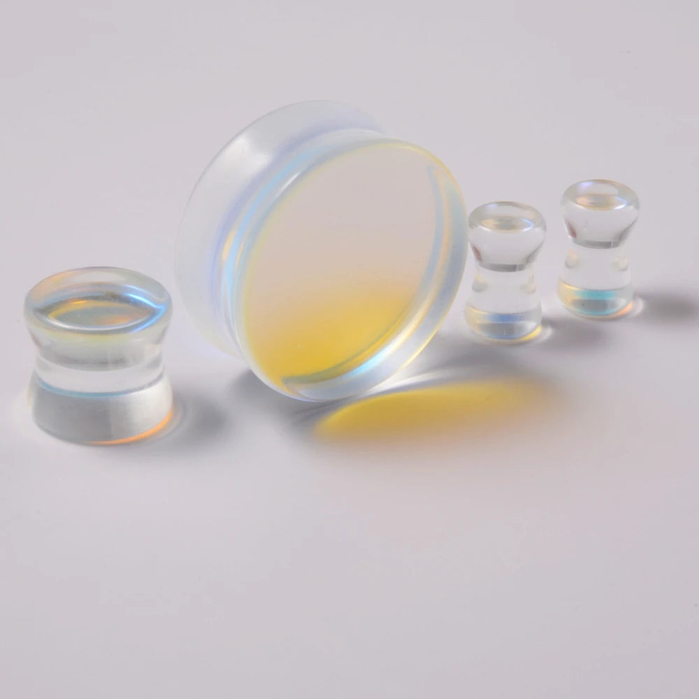 1 Piece Glass Double Flare Solid Ear Plug Expander AB Colorful Flat Ear Gauge Tunnel Body Piercing Jewelry 6mm-25mm
