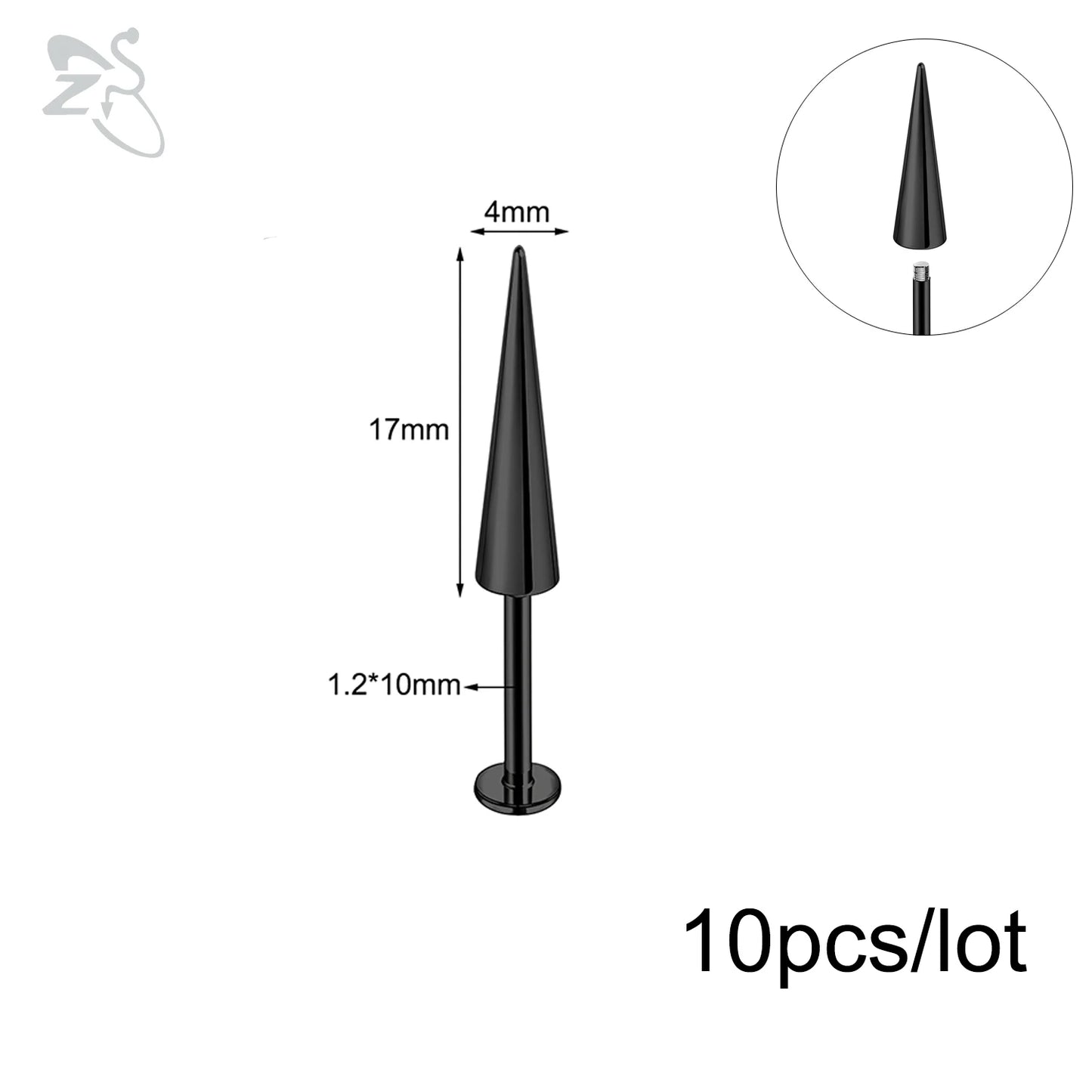 ZS 10Pcs/lot Stainless Steel Lip Labret Piercing for Women External Thread Lip Stud Ring Tragus Helix Cartilage Piercing 16G