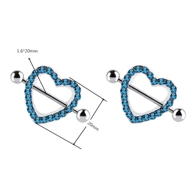 Stainless Steel Crown Nipple Piercing Set Heart Nipple Jewelry Bulk Crystal Nipple Ring Lot Piercing Pezon Body Jewelry Pack