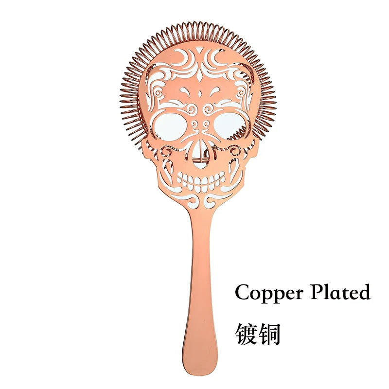Cocktail Strainer Hawthorne Strainer with Skull Pattern Stainless Steel