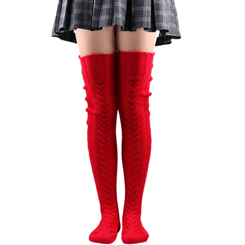 Cute Long Socks Lolita Leg Warmer Knitted Woollen Foot Warmer Stockings Autumn Winter Woman Knee-High Socks Leisure Loose Socks
