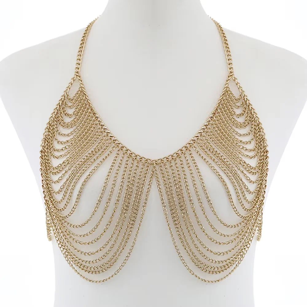 Sexy Chest Bra Chain Body Jewelry Women Metal Chain Multi Layer Body chain Jewelry Beach Accessories