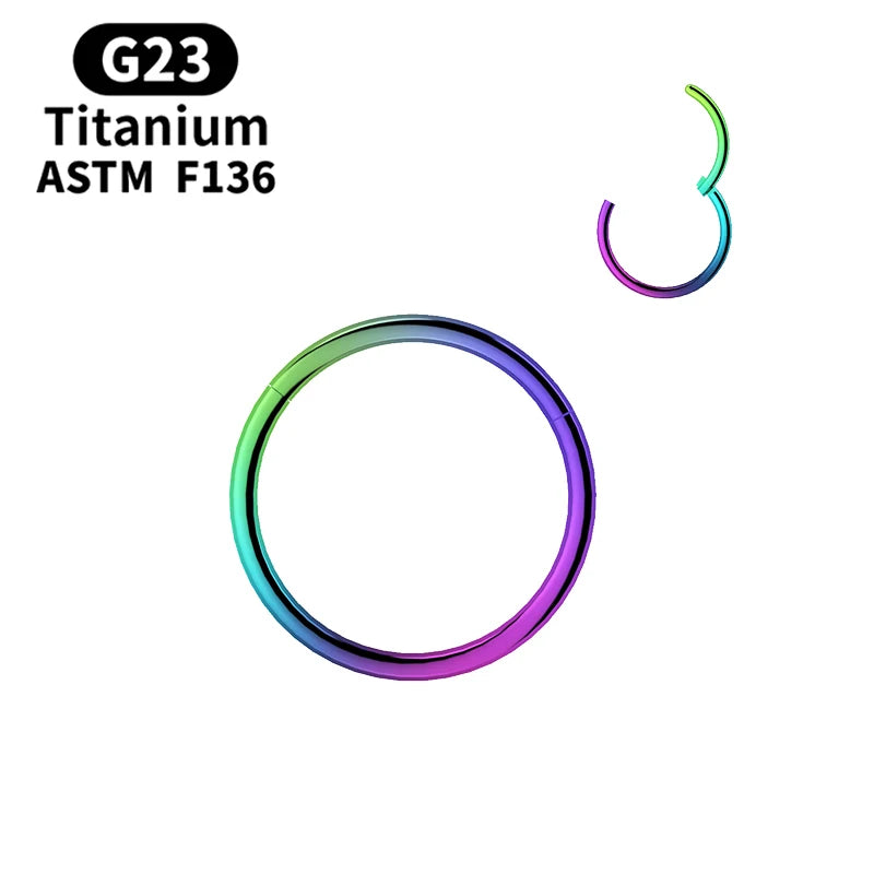 G23 Titanium Nose Rings Mixed Color Body Clips Hoop For Women Men Cartilage Piercing Jewelry Segment Lip Ear L Ring Hoop