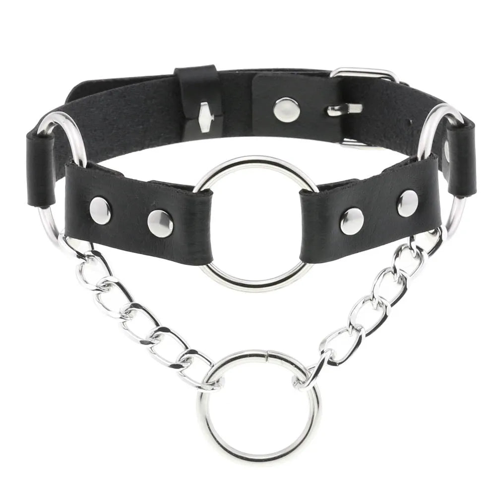 Leather Spiked Choker Punk Collar Women Men Rivets Studded Chocker Chunky Necklace Goth Jewelry Metal Gothic Emo Accessories