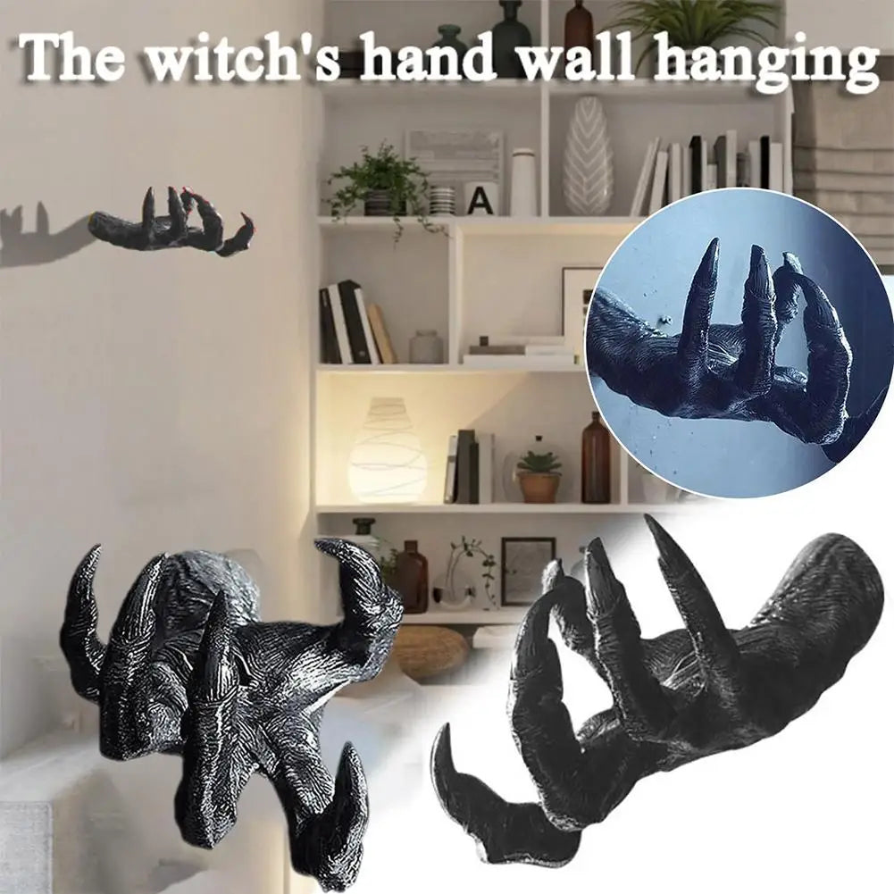 Witch's Demon Hand Wall Hanging Statues Resin Retro Art Hanging Design Creative Halloween Home Decor Art Sculpture For Room