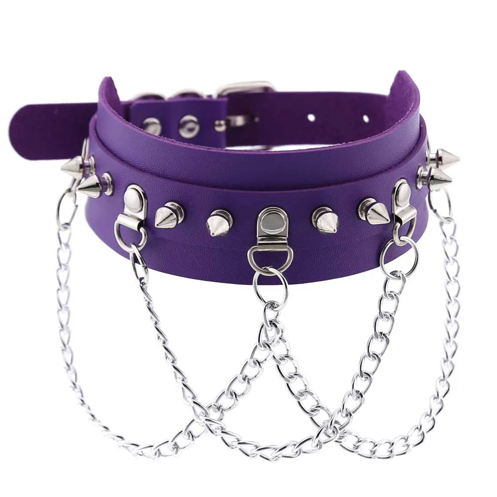DIEZI Vintage Purple PU Leather Choker Necklace For Women Men Gift  Punk Gothic Statement Collar Pendant Necklace New Jewelry