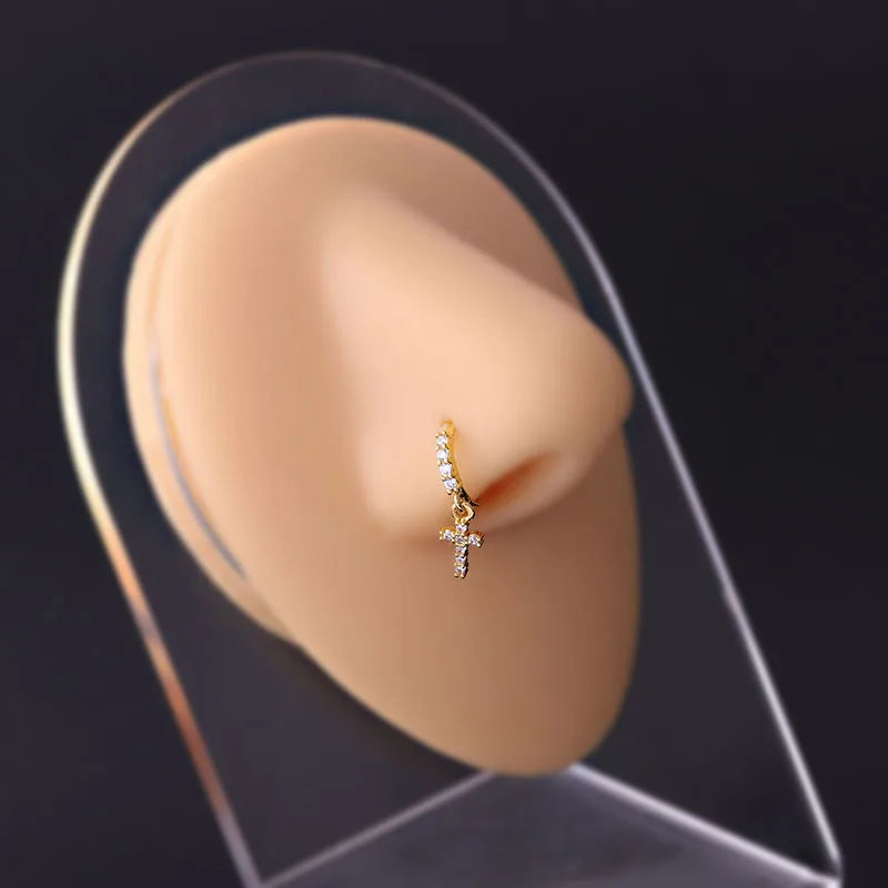 20G Gem Dangle Nose Rings for Women heart dangle Nose Piering Jewelry body jewelry