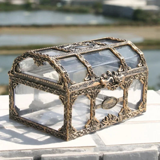 Creative Plastic Transparent Pirate Treasure Box Shape Fish Tank Ornaments Decoration Landscaping Aquarium Home Craft Ornaments