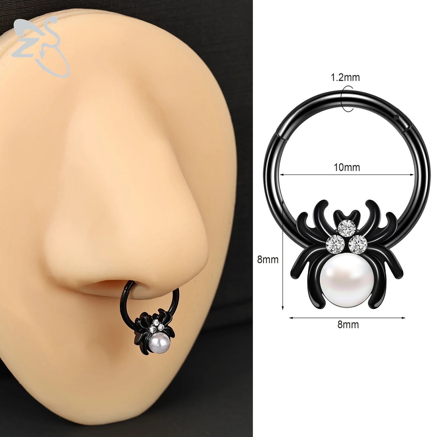ZS 1 Piece Punk Stainless Steel Nose Ring Men Women Pumpkin Bat Septum Piercings Hallowmas Cartilage Helix Piercing Body Jewelry