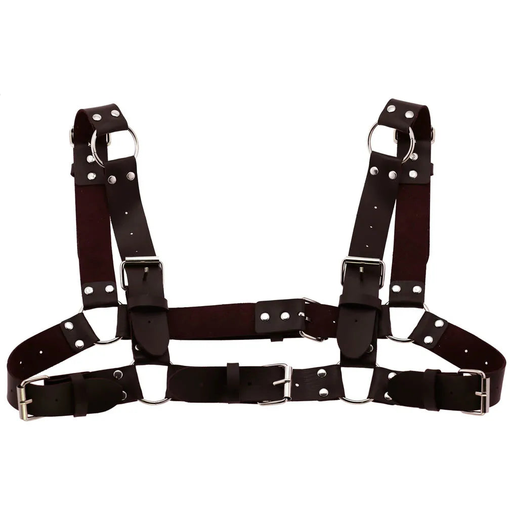 Decopunk Punk Gothic Chest Shoulder Strap Body Binding Belt Men and Women Leather Adjustable Belt Sling Safety Punk Gothic Belt