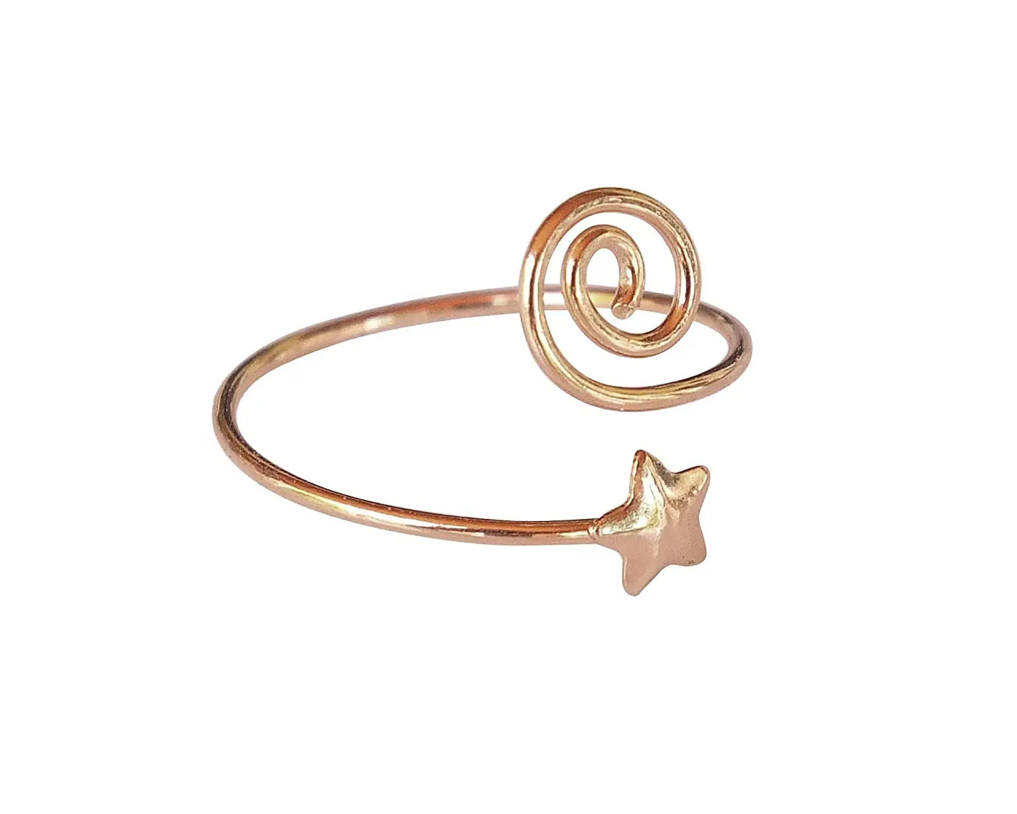 Adjustable Gold Spiral Swirl Star Toe Ring Thin Wrap Wire Karnoz Jewelry Handmade Yellow Gold Plated Over Sterling Silver