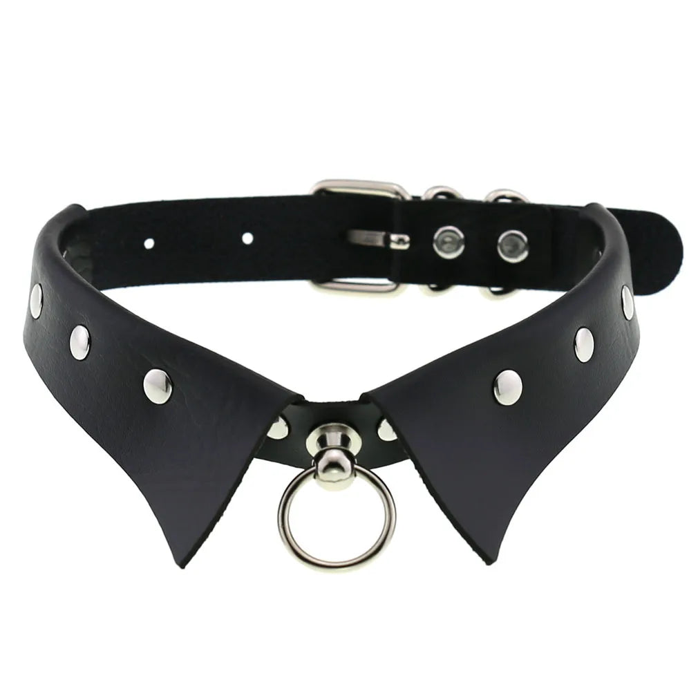 Leather Spiked Choker Punk Collar Women Men Rivets Studded Chocker Chunky Necklace Goth Jewelry Metal Gothic Emo Accessories
