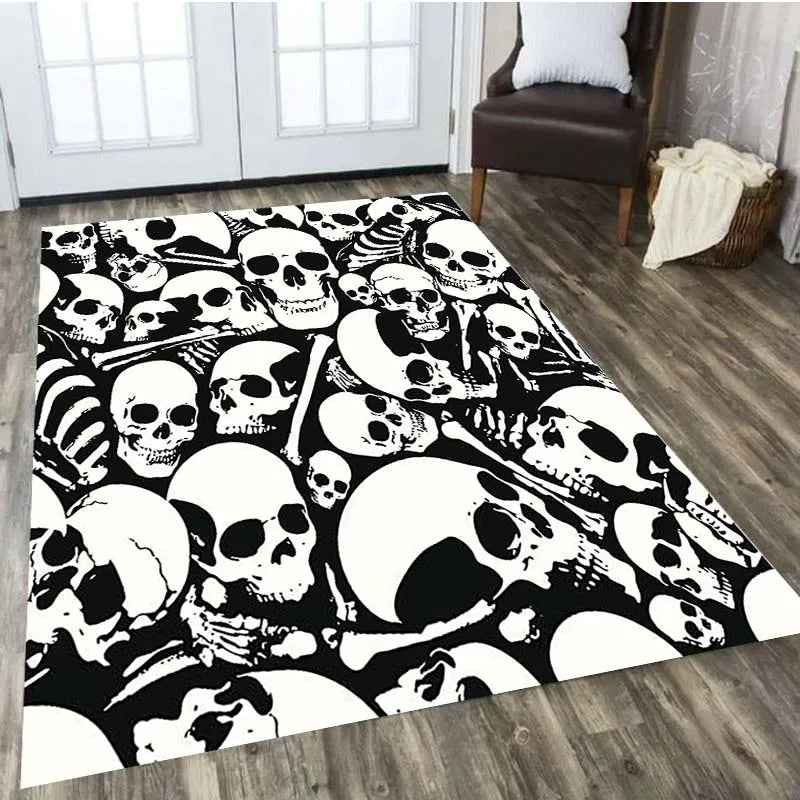 Skull Horror Series Carpet Living Room Home Decor Sofa Table Rug Anti Slip Chair Cushion Lounge Mat picnic camping children  Art