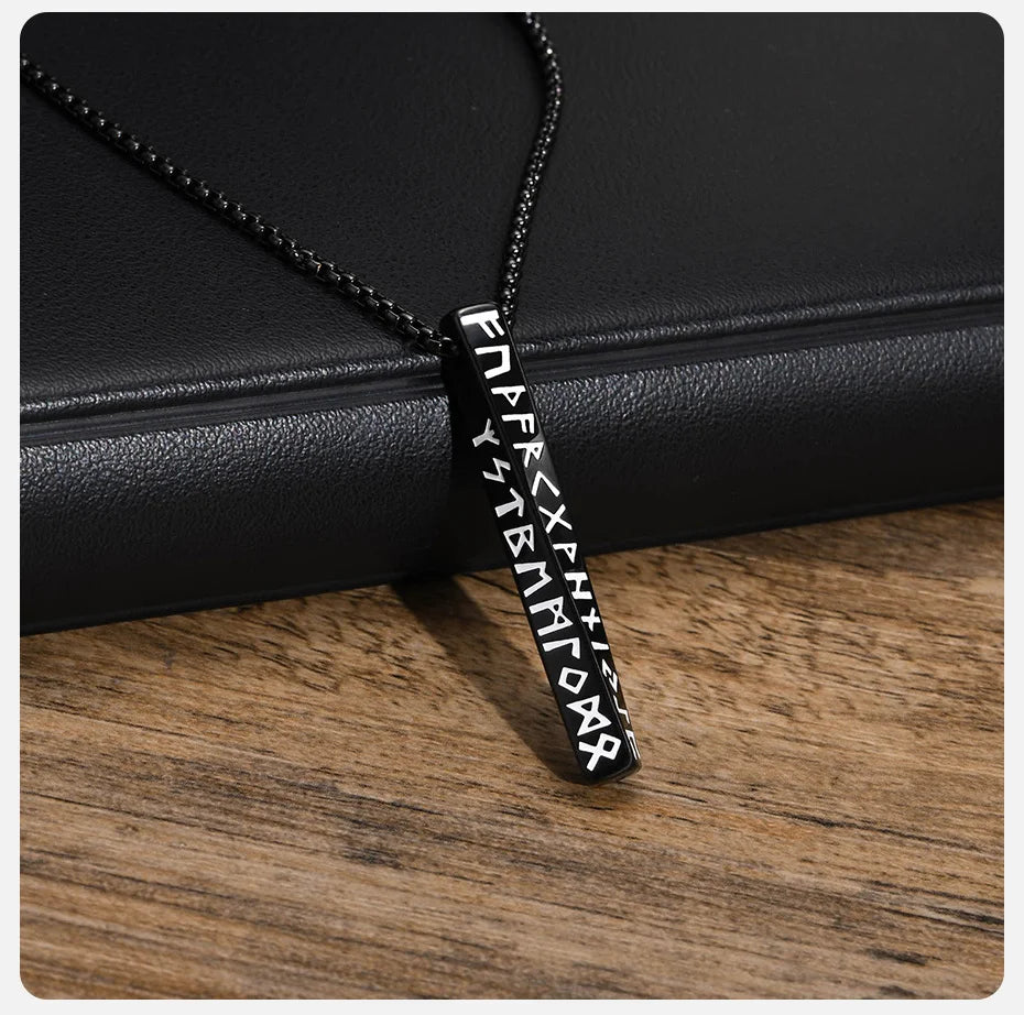 Vnox Viking Rune Necklaces for Men, Vertical 3D Mobius Bar Pendant, Protection Almut Jewelry Collar