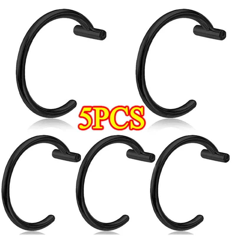 5PCS Punk Lips Rings Medical Titanium Steel Nose Ring Fake Nose Ring Septum Piercing Clip on Mouth Ring Fake Piercing Body Clip