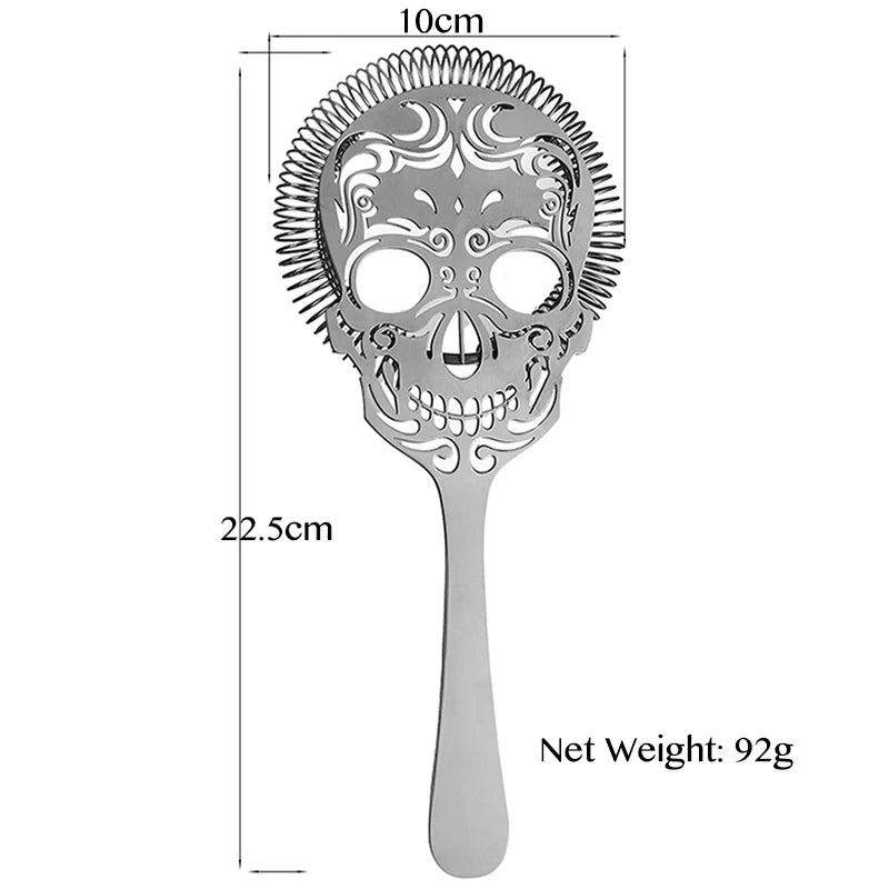 Cocktail Strainer Hawthorne Strainer with Skull Pattern Stainless Steel