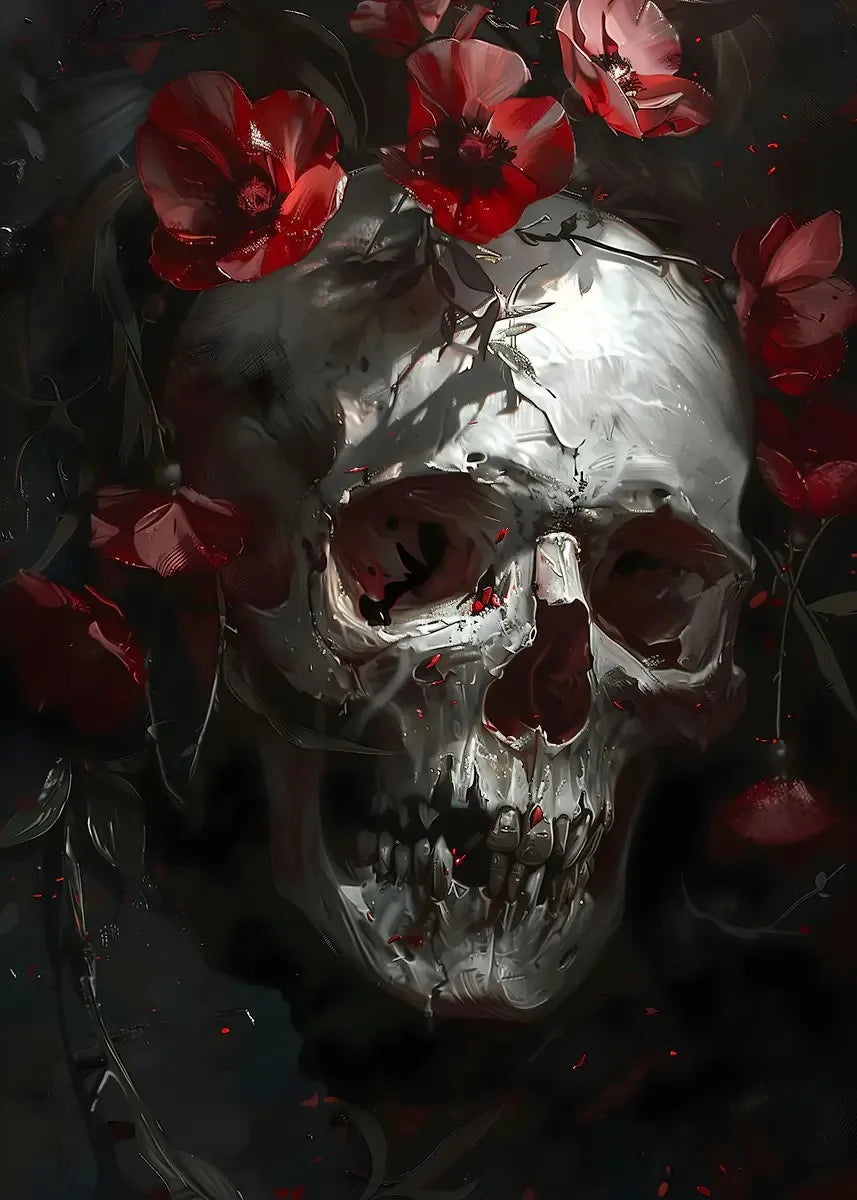 Flower Skull Dark Style Canvas Art Printing Fashion Popular Room Home Decoration Villa Natural Wall Art Printing Decoration Gift