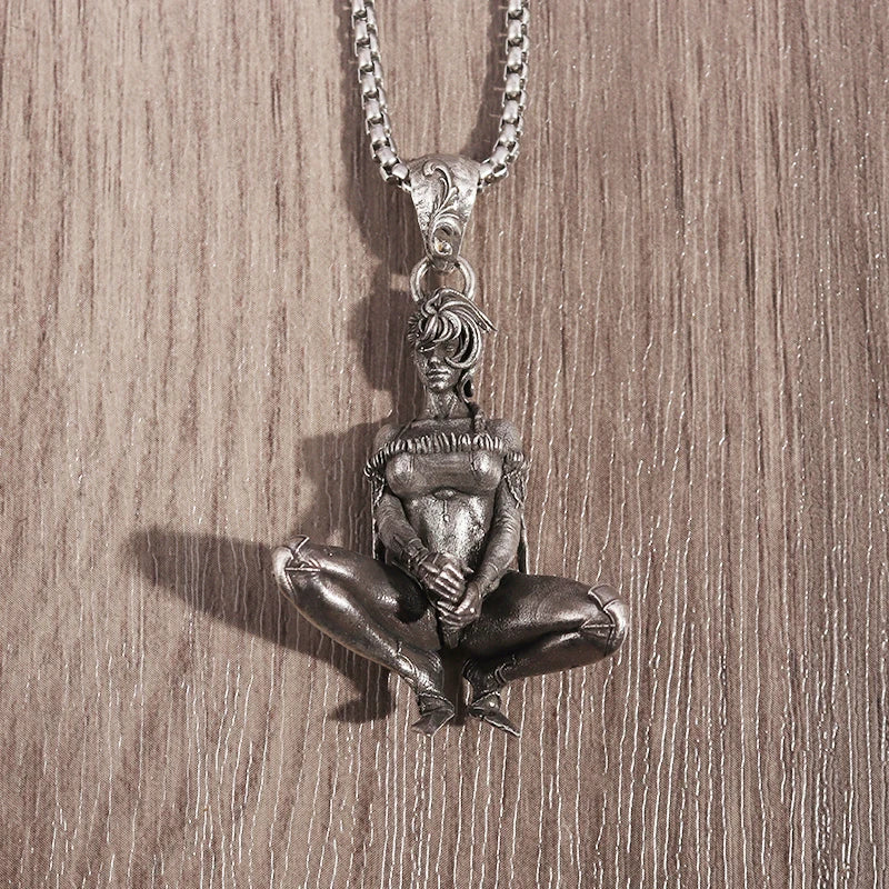 Retro Punk Killer Pendant Necklace for Men and Women Personalized Cool Jewelry Unique Gift for Couples