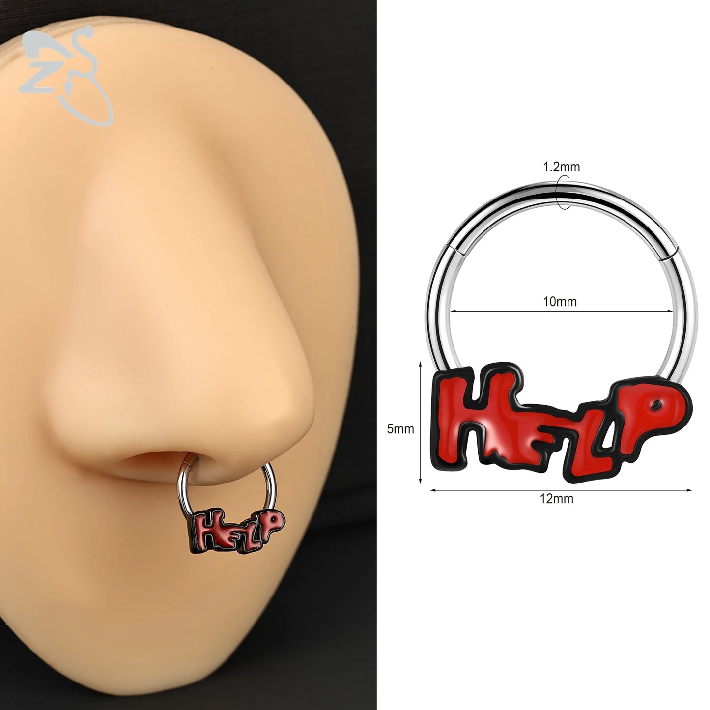 ZS 1 Piece Punk Stainless Steel Nose Ring Men Women Pumpkin Bat Septum Piercings Hallowmas Cartilage Helix Piercing Body Jewelry
