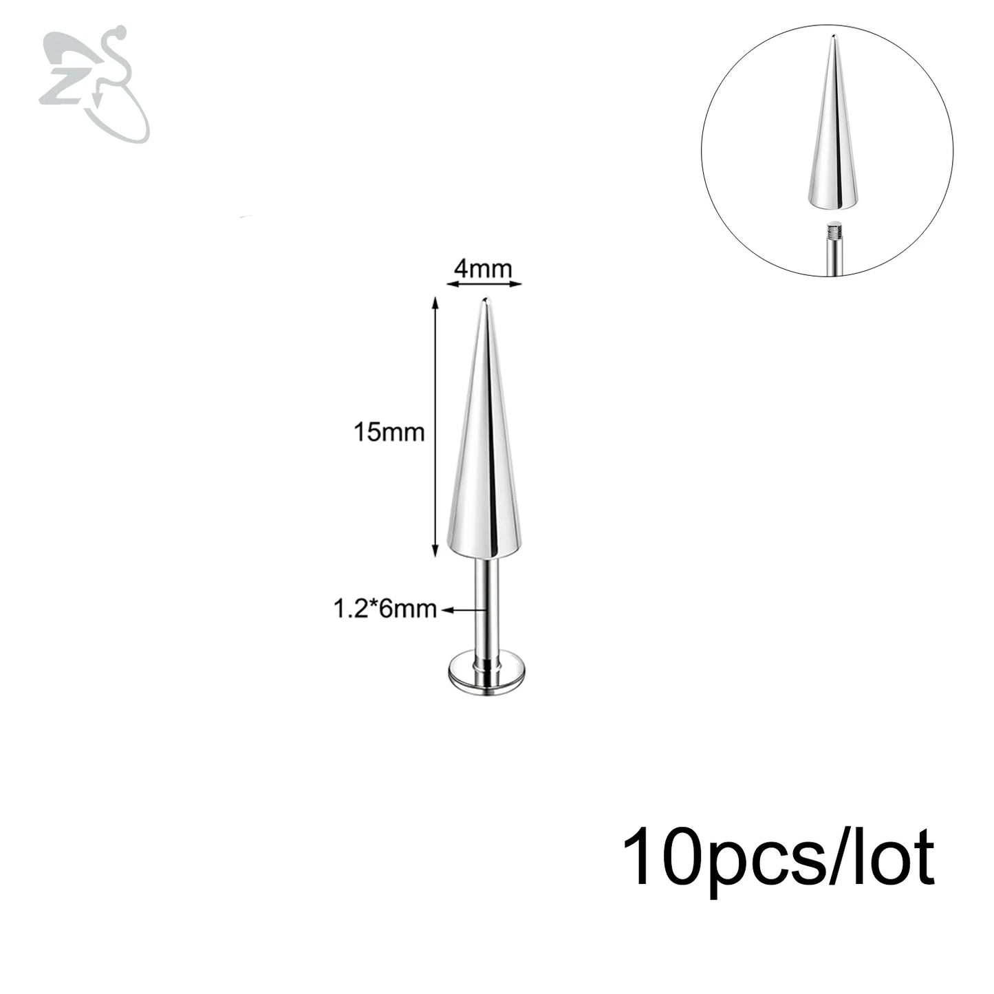 ZS 10Pcs/lot Stainless Steel Lip Labret Piercing for Women External Thread Lip Stud Ring Tragus Helix Cartilage Piercing 16G