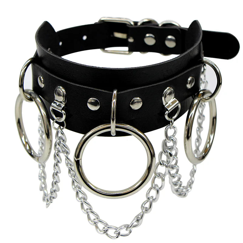 New Sexy Harajuku PU Leather Chain Heart Pendant Necklaces Women Men Punk Neck Gothic Black Pink Choker Necklace Cool Collar