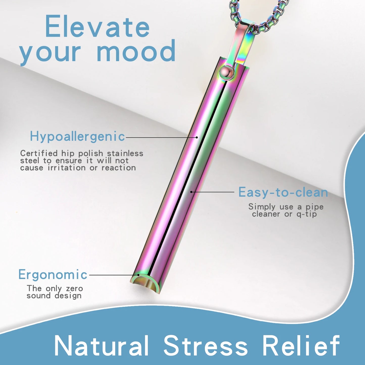 Stainless steel Mindful Breathing Necklace, Anxiety Relief ItemsThe Necklace for Anxiety, Stress, Panic Meditation Tools