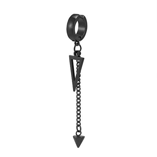 Trend Stianless Steel Tassel Ear Clip 1 Piece Chain Huggie Earrings Triangle Cross Pattern Earrings Men‘s Woman Punk Ear jewelry