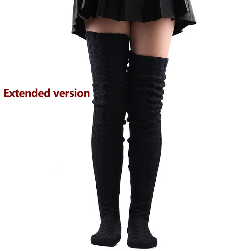 Cute Long Socks Lolita Leg Warmer Knitted Woollen Foot Warmer Stockings Autumn Winter Woman Knee-High Socks Leisure Loose Socks