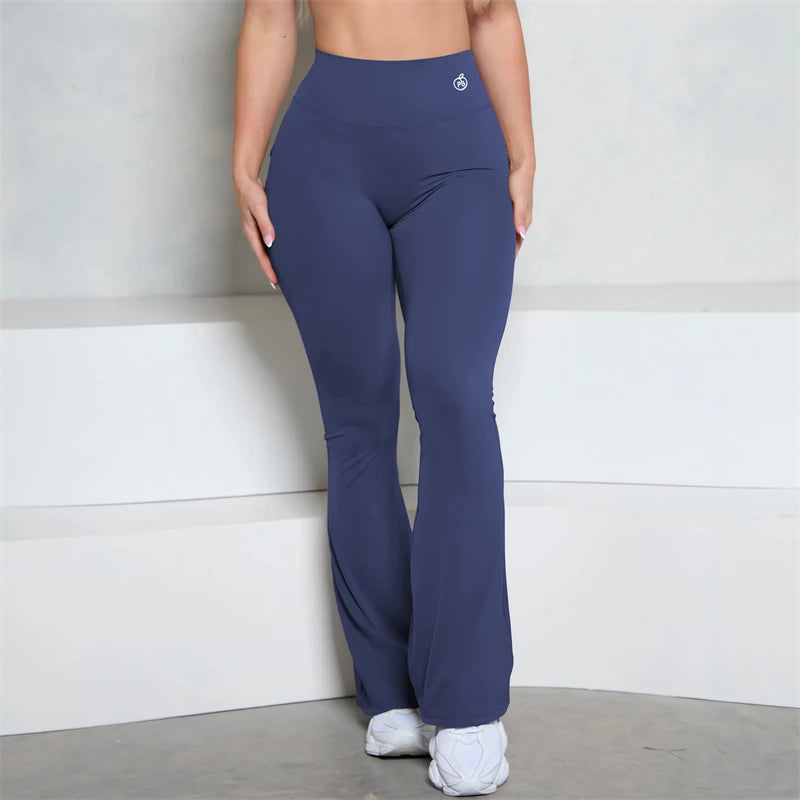 BUM Grey Pocket Flare Scrunch Butt Pants PB Women Tight-Fit Sexy Slim High Waist Pants Push Up Sport Fitness Flare Leggings