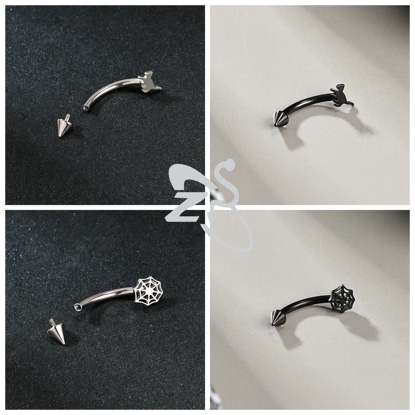 ZS 1 PC Punk 16G Stainelss Steel Eyebrow Piercing Men Pumpkin Ghost Eyebrows Ring Lip Belly Piercings Hallowmas Jewelry 8/10MM