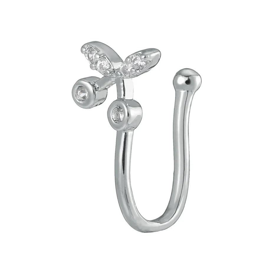 Fake Nose Ring Crystal Ear Cuff False Piercing Body Jewelry for Women Teens Golden Silver Color CZ Zircon Cooper Clip Ornaments