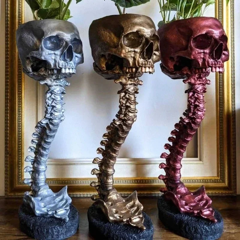 Skeleton Flower Pot with Spinal Support, Realistic Skeleton Flower Pot, Gothic Home Decoration, Resin Skeleton Shaped Flower Pot