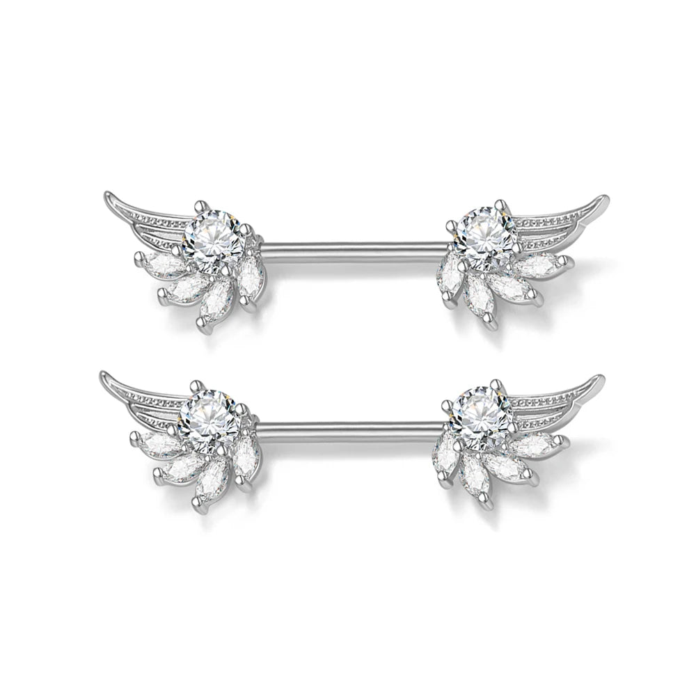2pcs 316L Steel Maple Leaf Nipple Rings Barbell Butterfly Wing Shield Piercing for Women Girls Sexy Nipple Piercing Body Jewelry