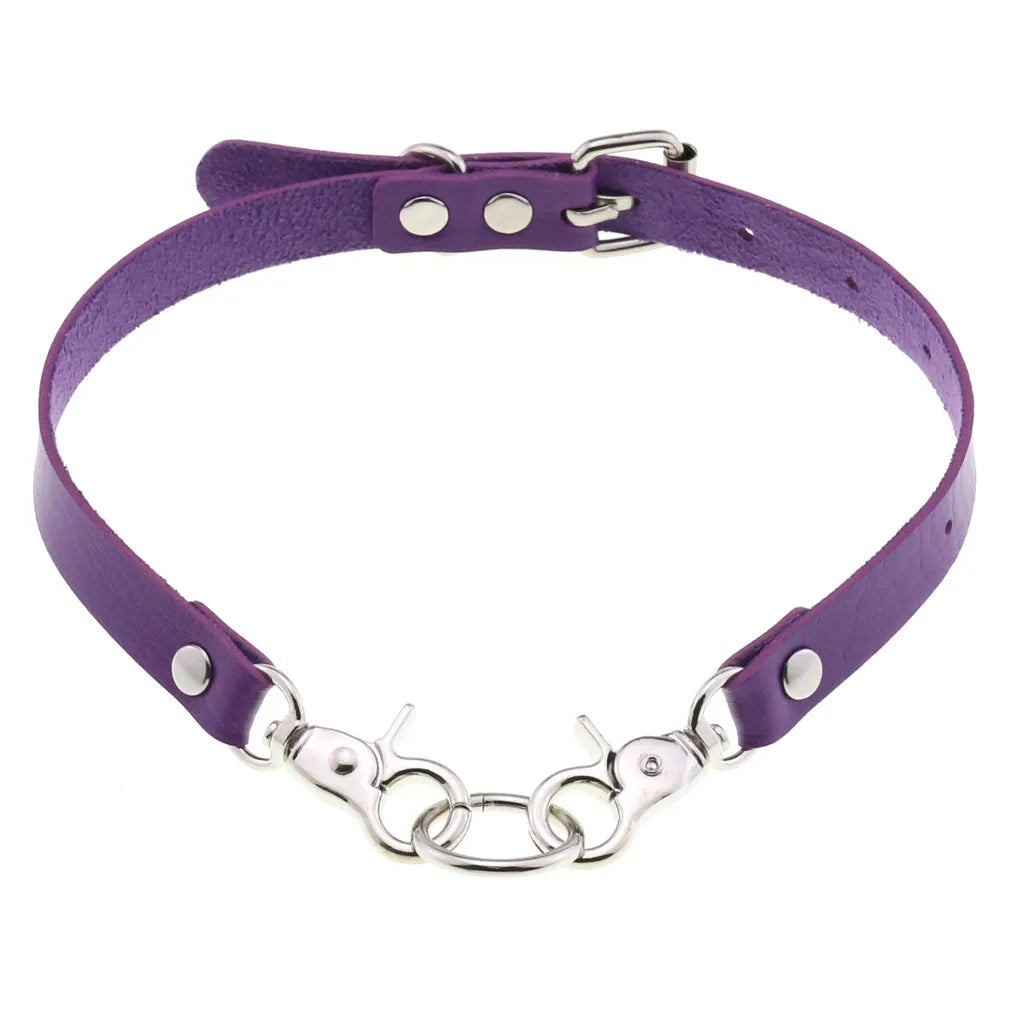 DIEZI Vintage Purple PU Leather Choker Necklace For Women Men Gift  Punk Gothic Statement Collar Pendant Necklace New Jewelry