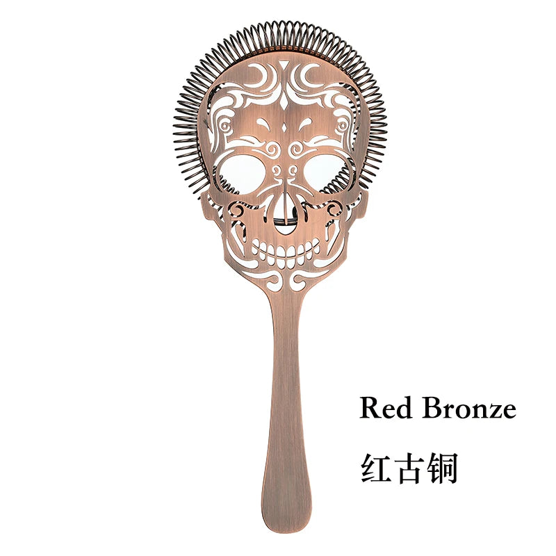 Cocktail Strainer Hawthorne Strainer with Skull Pattern Stainless Steel