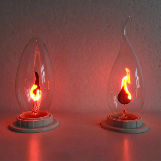 LED Candle Light Bulb E14 E27 LED Flame Effect Bulb AC220V Edison Emulation Fire Vintage Home Decor Ampoule Candle Bulb