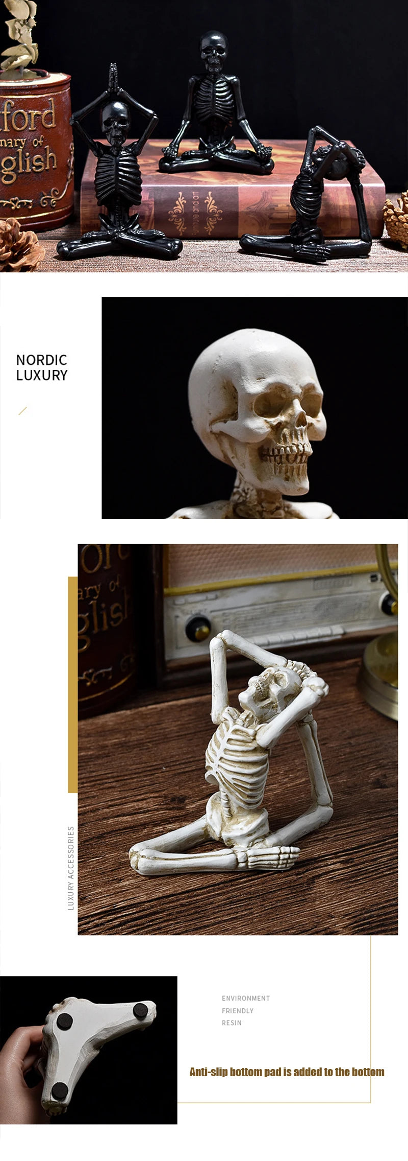 Yoga Skull Figure Decoration Halloween Decoration Commemorative Gift Holiday Atmosphere Resin Ornaments Crafts Home Decoration
