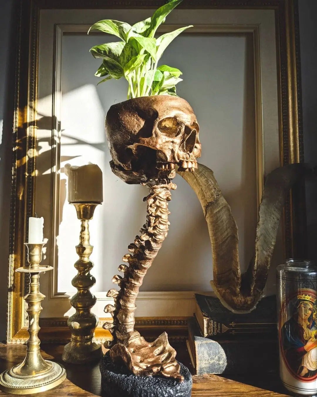 Skeleton Flower Pot with Spinal Support, Realistic Skeleton Flower Pot, Gothic Home Decoration, Resin Skeleton Shaped Flower Pot