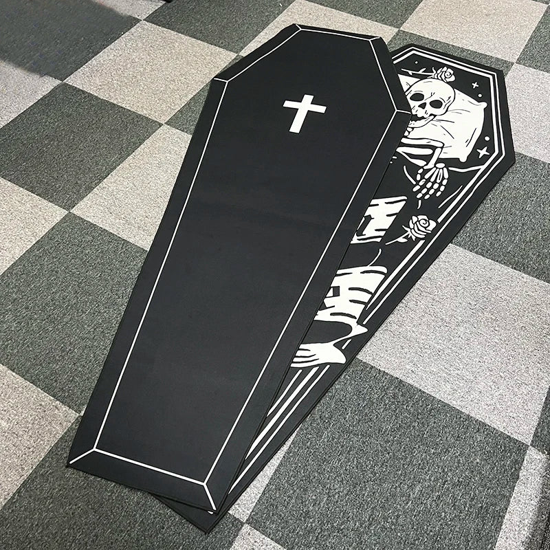 Gothic Demon Carpet Skulls Cross Floor Non-Slip Punk Area Rug Home Bathroom Bedroom Mat Decoration for Killstar Halloween