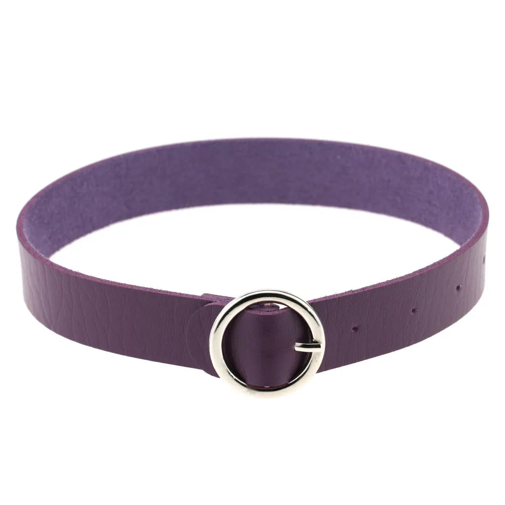 DIEZI Vintage Purple PU Leather Choker Necklace For Women Men Gift  Punk Gothic Statement Collar Pendant Necklace New Jewelry